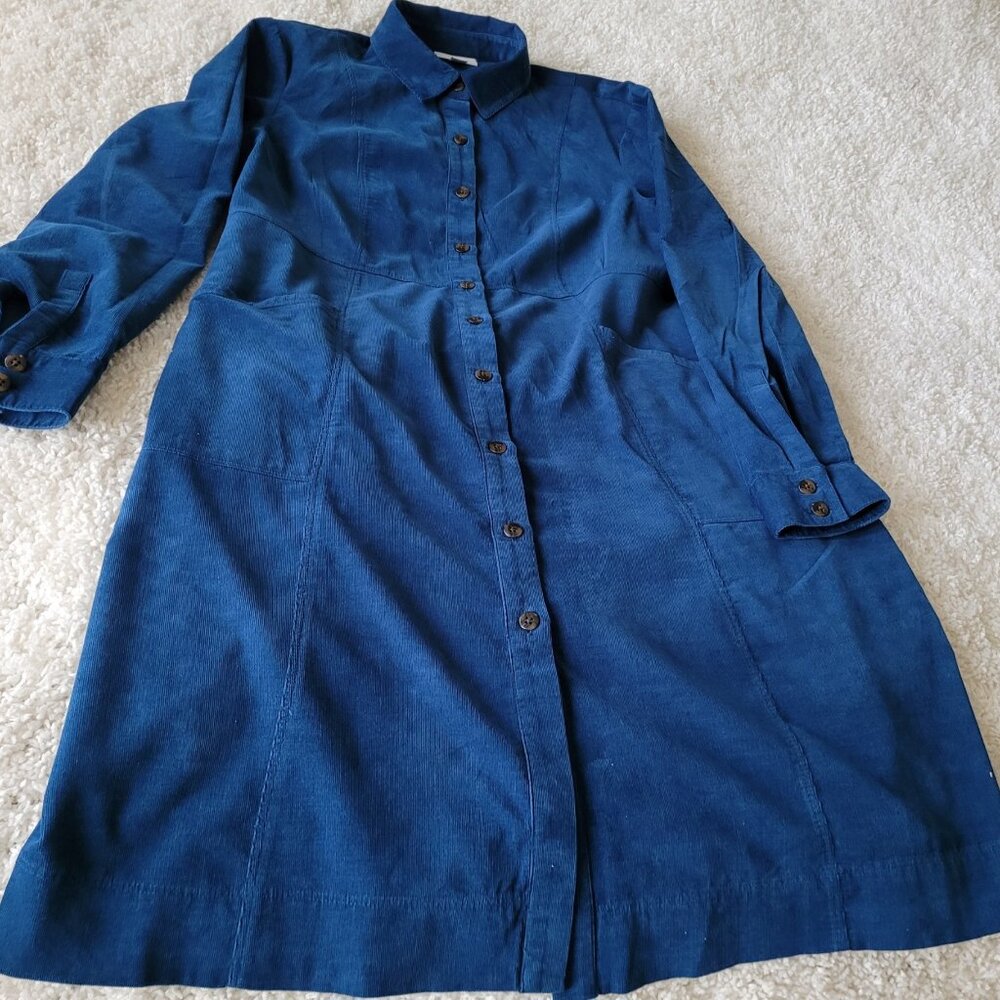 J. Jill Button-Up Corduroy Long-Sleeve Dress in size XS.